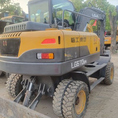 Used 7 Ton Lin Gong LG75F Hydraulic Wheel Excavator Road Construction Machinery